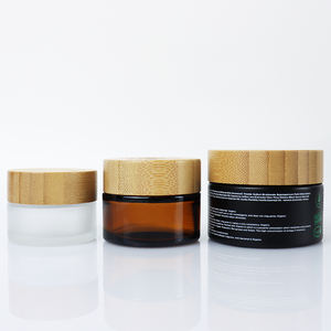Venta al por mayor 5G 30g 50g 100G 200g vacío esmerilado bambú transparente cara Cuerpo crema cosmética frascos de vidrio tapas de bambú con cajas - Product Image 6