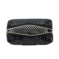 Mini sac en maille nid d'abeille personnalisé avec étiquette, pochette cosmétique en maille noire, porte-monnaie avec étiquette
