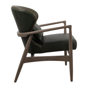 Poltrona Moderna in Pelle e Legno per Soggiorno, Camera da Letto, Ufficio, Sedia Lounge - Product Image 3
