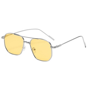 Personalidad gafas planas metal doble haz mar película gafas de sol fuente femenina fabricantes al por mayor gafas de sol - Product Image 5