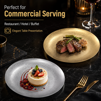 Assiette sans rebord en acier inoxydable, finition vintage polie 304, compatible micro-ondes, plateau de service, plat à dessert coréen, vaisselle de restaurant, OEM