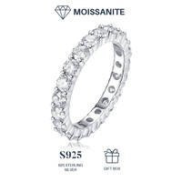 Meilleur Prix Femmes S925 Sterling Silver Platine Plaqué Étoile Moissanite Bague VVS D GRA Certifié Moissanite Bijoux Bague Rangée