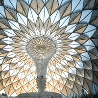 Dôme Tensile en ETFE/PTFE en forme de Fleur de Lotus, Toiture à Membrane Architecturale, Façade de Bâtiment Moderne Écologique pour Structures de Parcs