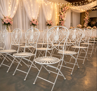 Sillas Plegables Blancas Acolchadas de Acero para Exteriores, Apilables, para Comedor, Bodas, Eventos Comerciales, Sillas y Mesas Plegables para Eventos