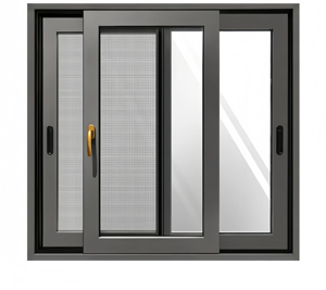 Janelas Deslizantes de Alumínio por Atacado com Vidro Temperado Duplo, Design Minimalista, À Prova de Furacões, Usadas em Casas/Villas/Hotéis - Product Image 1