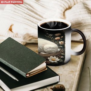 Frosted Black 11oz <b>Ceramic</b> Mug Heat Color Changing Magic <b>Cup</b> For Milk Tea Lovers - Product Image 3