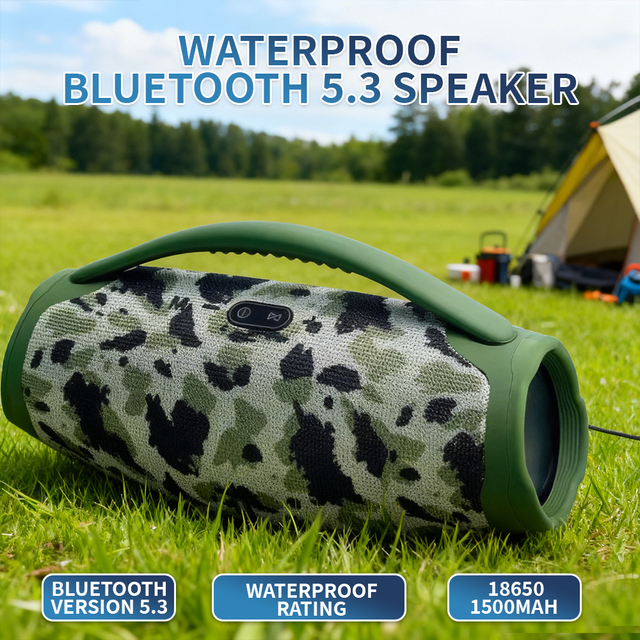 IPX6 Water Resistant 8W Stereo Surround TWS Function Fabric Bluetooth Speaker with Mesh Cover for Sports