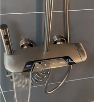2023 nouveau design salle de bain gunmetal couleur multifonction piano clé température constante pommeau de douche robinet chaud froid douche ensemble
