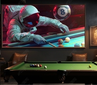 Peinture Murale Décorative Autocollante Imperméable en Soie, Motif Astronaute, Billard et Tennis de Table, Design Européen
