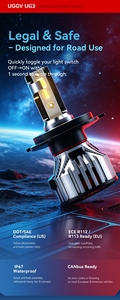 <span class=keywords><strong>Ampoule</strong></span> de phare UGGV UG3 nouvelle génération COB 3 couleurs 6000K 4300K 3000K commutable DC24V 35W avec driver externe 50K heures de fonctionnement et motif de faisceau parfait - Product Image 4