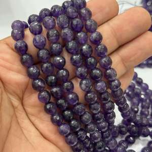 Cuentas facetadas redondas de piedras preciosas de amatista Africana Natural de alta calidad, venta al por mayor, cuentas de piedras preciosas facetadas de amatista púrpura - Product Image 2