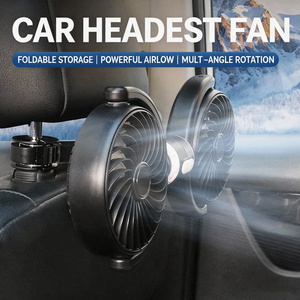 Ventilador de Coche para Reposacabezas de 3000mAh, <span class=keywords><strong>Motor</strong></span> Silencioso, 3 Velocidades, Rotación Telescópica, Universal para Vehículos, Doble Cabezal, ABS - Product Image 5