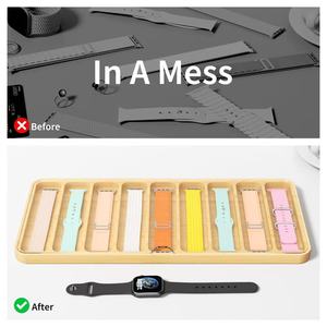Caja de almacenamiento de correas de reloj de madera para viajes internacionales, caja organizadora compartimentada para correas de reloj, bandeja portátil para exhibir relojes, madera maciza - Product Image 3