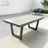 Table de salle à manger d'extérieur compacte pour villa, terrasse, avec plateau en céramique, table rectangulaire de jardin pour cour