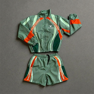 Conjunto de Pantalones Cortos y Chaqueta Deportiva Vintage de Alta Calidad con Logotipo Personalizado, Ropa Deportiva Retro con Bloques de Color, Conjuntos Deportivos para Hombre - Product Image 1