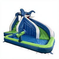 Toboggans aquatiques géants, deux toboggans longs, château gonflable pour enfants, structure gonflable extérieure, parc aquatique, thème 680W