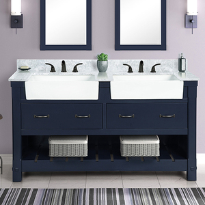 Mueble de Baño Doble con Lavabo, Estilo Rústico, Color Azul Marino, con Repuestos Duraderos Gratuitos - Product Image 2