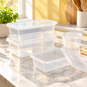 Boîte à lunch rectangulaire jetable en PP de qualité alimentaire avec couvercle pour salade et nouilles, livraison rapide, emballage transparent personnalisable - Product Image 2