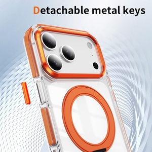 Funda transparente para teléfono móvil Senyork con marco metálico de colores de alta calidad y soporte magnético para iPhone 17 Pro Max - Product Image 3