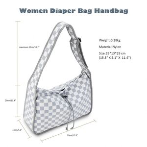 New Style Handheld Mommy <b>Bag</b> Waterproof Nylon Checkered Diaper <b>Bag</b> Large Capacity with Multi-Functional Storage Compartments - Product Image 3