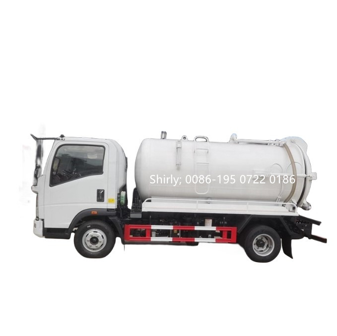 New HOWO 4X2 LHD RHD 5000L Sewage Suction Truck 5 Cubic Meters Sewage Pump Drainage Truck
