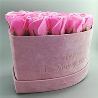 Cajas de Regalo de Terciopelo al por Mayor, Cajas de Cartón con Forma de Corazón Rosa para Rosas Preservadas, con Logotipo Personalizado