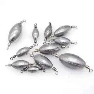 Hot Selling 2g -100g Oval Type Lead Sinkers For Fast Sinker Fishing Lead Weights With Two Swivels For Fishing Tackle