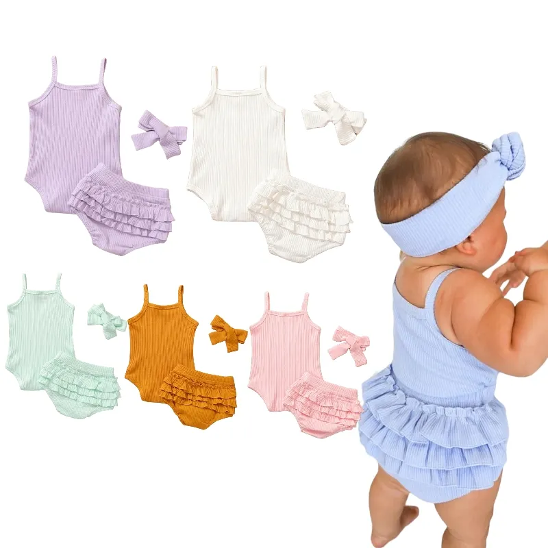 Sommer Neugeborenes Kleid Baumwolle Kurzarm Kleinkind Mädchen Mode 2-teilige Sets Baby Stram pler Set