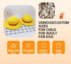 2022 nouvelle Collection couleur Pure rond naturel <span class=keywords><strong>Luffy</strong></span> casquettes enfants dames plage chapeaux hommes été une pièce chapeau de paille <span class=keywords><strong>Luffy</strong></span> avec ruban - Product Image 6