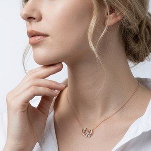 Collier pendentif en or rose massif 18 carats avec diamants naturels, motifs papillons brillants, le plus populaire auprès des fabricants et exportateurs en gros - Product Image 4
