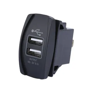 Waterproof 2 Pin Car Accessories Charger 3.1A USB Socket Switch 12V 24V Adapter Socket Splitter Plug Dual USB Rocker Car Socket