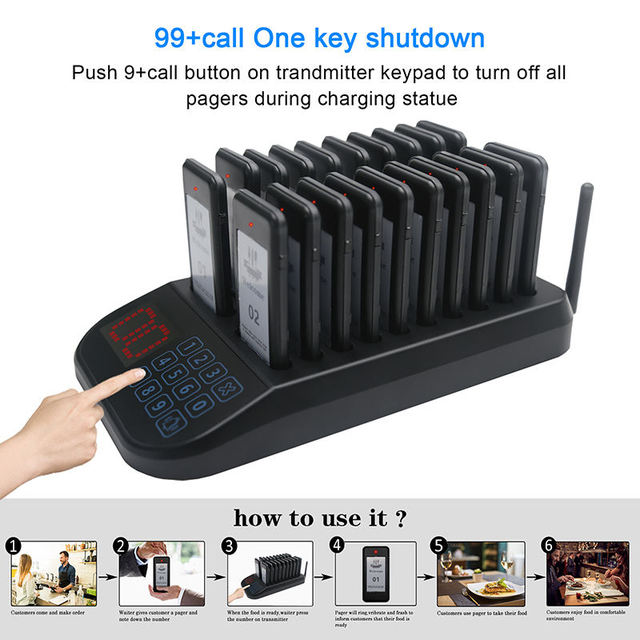 Daytech 20pcs Pager Wireless Rf 433.92mhz Restaurant Vibrating Guest Paging System Buzze Restaurant Equipment
