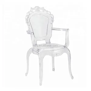 Clear Acryl Kristallen Bruiloft Stoel Transparante Hars Prinses Stoel Met Arm Rest