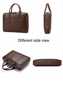 Borsa Portadocumenti da <span class=keywords><strong>Uomo</strong></span> in Vera <span class=keywords><strong>Pelle</strong></span>, Borsa per Laptop Portatile con Chiusura a Cerniera, Grande Capacità, Design a Tracolla - Product Image 4