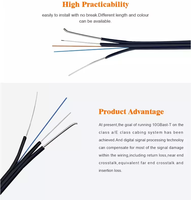 Kabel Serat Optik Drop FTTH Outdoor Flat 1 2 4 Core Singlemode G.652D G657A1 G657A2 Aerial Kawat Baja Hitam