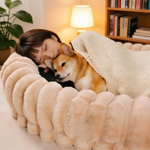 Cama Compartida Gigante para Perros, Ovalada, Desmontable y Lavable, Sofá Cama para Mascotas, Color Marrón Claro, Gris Oscuro, Rosa, Verde Claro, para Uso en las Cuatro Estaciones - Product Image 2