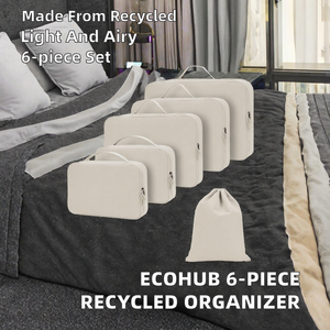<span class=keywords><strong>ECOHUB</strong></span> Juego de 6 Cubos de Embalaje Ligeros y Transpirables de Poliéster Reciclado con Etiqueta de Identificación y Cierre de Cremallera - Patentado (Beige) - Product Image 5