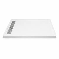 Base de douche rectangulaire SMC, bac de douche plat antidérapant, surface antidérapante, fabrication OEM, drain linéaire carré pour hôtel