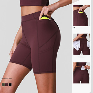 Shorts de yoga taille haute pour <span class=keywords><strong>femme</strong></span>, effet seconde peau, contrôle du ventre, rehaussement des fesses, haute élasticité, séchage rapide, pour le cyclisme et le sport - Product Image 2