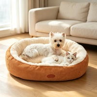Lit pour animaux de compagnie de luxe, écologique, moderne, ovale, en peluche, respirant, pour chiens et chats de taille moyenne/grande, utilisable toute l'année