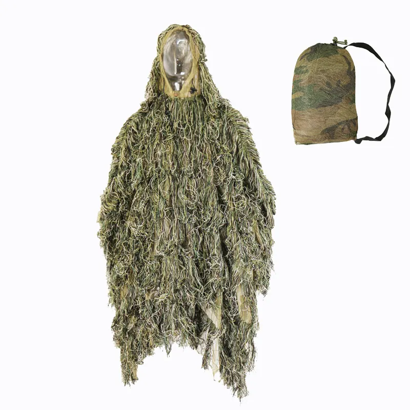 Fabriek Groothandel Lichtgewicht Hoge Kwaliteit 3d Leaf Camouflage Ghillie Pak Vijf Stuk Ghillie Jacht Pak Ghillie Pak