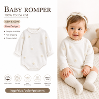 Combinaison bébé en coton 100% brodée de marguerites vintage, style bohème, pour nouveau-né