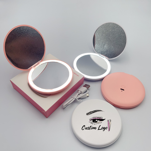 Factory Price Cosmetic Pocket <strong>Mirror</strong> High Quality Pocket Led <strong>Lighted</strong> 2X <strong>Vanity</strong> <strong>Mirror</strong> Travel Size Two Sided Portable <strong>Mirror</strong> - Product Image 1