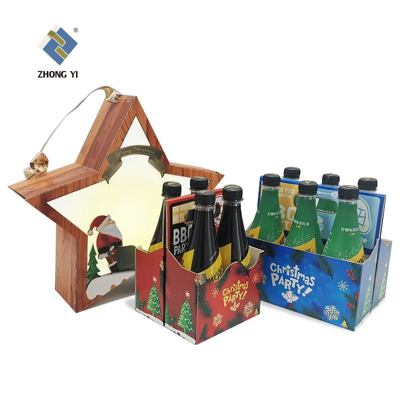 फैक्टरी मूल्य कागज नालीदार गत्ता बॉक्स 6 बीयर की बोतल बॉक्स के लिए गर्म बिक्री कस्टम क्रिसमस पैकेजिंग