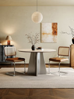 Table à manger ronde moderne en pierre frittée Bauhaus pour petite salle à manger