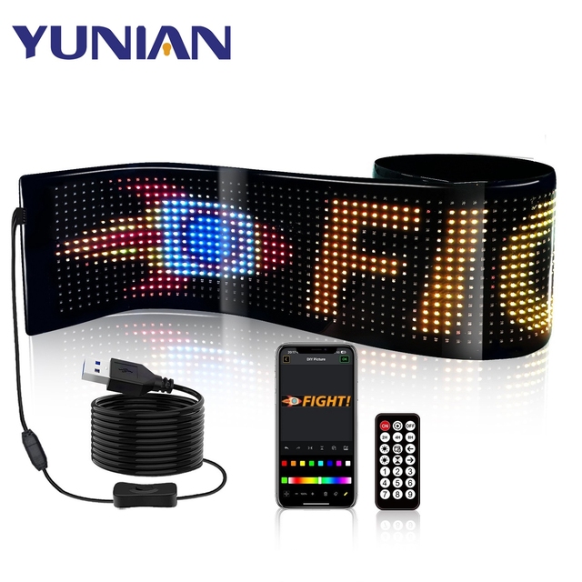 Led Matrix Display Car Panel Flexible Pixel Programmable Scrolling Advertising DIY Animation Text matrix Panel RGB Pattern