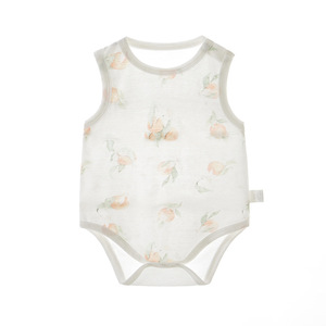 Ropa de bebé: <span class=keywords><strong>Pijama</strong></span> de algodón puro de una pieza para recién nacido, tipo tiras triangulares, con entrepierna abierta, fino para verano - Product Image 6