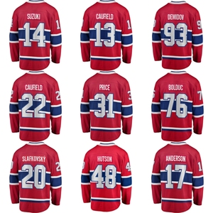 Camiseta de Hockey sobre Hielo de los Montreal Canadiens de Canadá Bordada al por Mayor # 14 NickSuzuki # 13 <span class=keywords><strong>Cole</strong></span> Caufield # Uniforme de Hockey 93 Ivan Demidov - Product Image 1