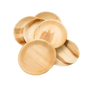 Assiettes rondes en feuilles d'arec robustes, vaisselle jetable biodégradable pour buffet, traiteur, festival et pique-nique - Product Image 1