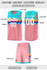 <span class=keywords><strong>Ensemble</strong></span> <span class=keywords><strong>de</strong></span> basketball imprimé respirant grande taille, personnalisé, arc-en-ciel turquoise et rose Messi, haute qualité, vente en gros, pas cher - Product Image 4